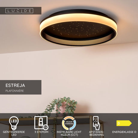 Lucide estreja – Deckenleuchte (Deckenleuchte) – ø 40 cm – LED 3 Stepdim – CCT – 2500 K 3000 K – Schwarz