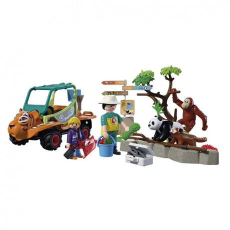 Playmobil animals friends dierentuin dierenverzorger met voertuig - 72072