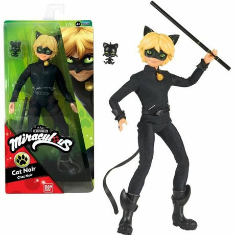 Bandai – Miraculous Ladybug – Modepuppe 26 cm – schwarze Katze – offiziell lizenzierte Miraculous – Gelenkpuppe mit schwarzer Katze – Spielzeug für Kinder ab 4 Jahren – p50002