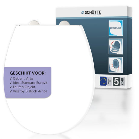 Schütte WC-Sitz 82800 pro 1 - Fallbremse - abnehmbar - passend für Geberit Virto, Ideal Standard Eurovit, Laufen Objekt, Villeroy Boch Arriba - Belastbarkeit bis 250 kg