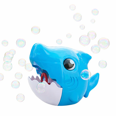 Eddy Toys Seifenblasenhai-Maschine Seifenblasenmaschine – Figurenset mit lustigem Hai-Design – inklusive Seifenblasenflasche – geeignet für Jungen und Mädchen im Alter von 3–8 Jahren – 14,8 x 10,4 x 11 cm – blau
