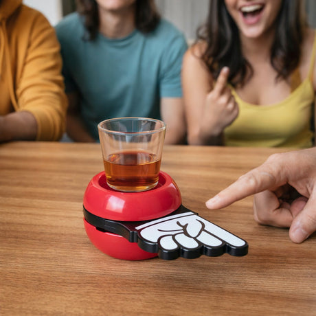Lifetime Shot Spinner – Trinkspiel für Partys und Drink-Abende – kompakt und tragbar – geeignet für 2 bis 10 Spieler – Schnapsglas mit 46 ml – Größe ø5 x 9 cm – Farbe Rot