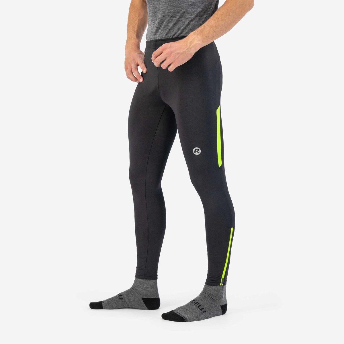 Rogelli core heren lange hardloopbroek - achterzak met rits - zwart fluor