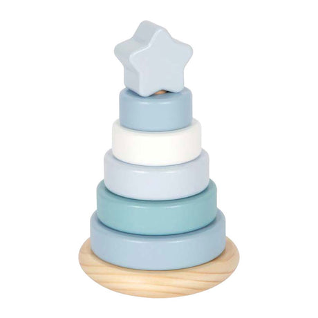 Kleiner Fuß - Stapelturm aus Holz blau - 7-tlg.