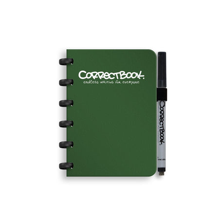 Correctbook a6 uitwisbaar notitieboek – forest green – gelinieerd – herbruikbaar schrift – inclusief pen wisdoekje – aanvulbaar met extra pagina’s