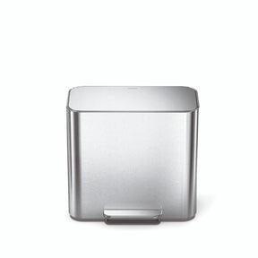 Simplehuman mini pedaalemmer -15 l - met twee compartimenten - met zakkenrand - geborsteld rvs
