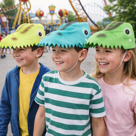 Eddy Toys Dino-Hut 3as – Dinosaurier-Anziehhut für Kinder – geeignet für Jungen und Mädchen – Farbe Grün, Hellgrün und Türkis – Größe 26 x 18 x 10 cm – Tier-Anziehzubehör