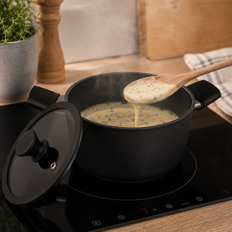 Alpina keramische kookpan ø20 cm – inductie kookpot met keramische antiaanbaklaag – sauspan - pan met deksel