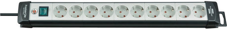 Brennerstuhl premium-line Steckdosenleiste 10-fach schwarz hellgrau 3m h05vv-f 3g1,5
