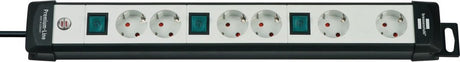 Brennerstuhl premium-line Technik Steckdosenleiste 6-fach schwarz lichtgrau 3m h05vv-f 3g1,5 2-fach schaltbar speziell für Zwischenstecker - 1951560600