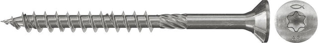 Fischer 100x Power-Fast 6 x 180 Senkkopf Edelstahl A2 Teilgewinde Innenvierkant TX - 657409