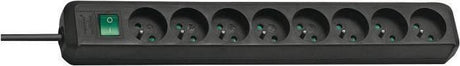 Brennerstuhl Eco-Line Steckdose mit Schalter 8-fach schwarz 3m h05vv-f 3g1,5 *fr*