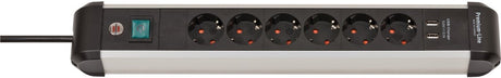 Brennerstuhl premium-alu-line Steckdosenleiste mit USB 6-fach 3m h05vv-f 3g1,5 - 1391030610