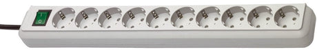 Brennerstuhl eco-line Steckdosenleiste mit Schalter 10-fach lichtgrau 3m h05vv-f 3g1,5