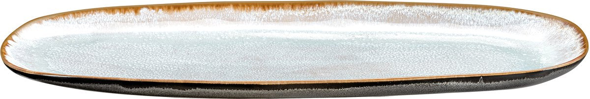 Medard de Noblat - Shadow Aqua - große ovale Schale 35,5 x 14 cm - 2 Teile - Steingut