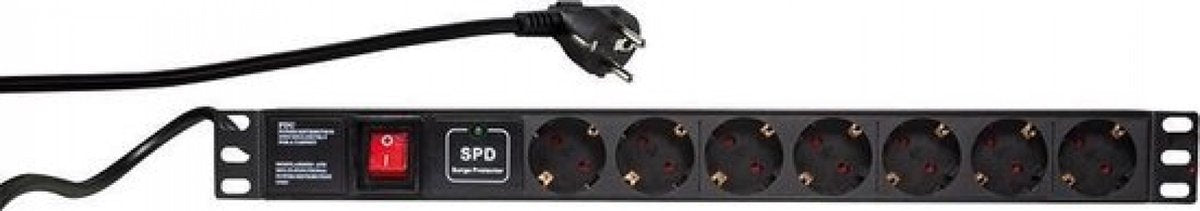 Logilink pdu7c01 19 Zoll Steckdose für Patchschrank 1 er Schutzkontaktsteckdose Aluminiumprofil, mit Schalter, fest eingebaut