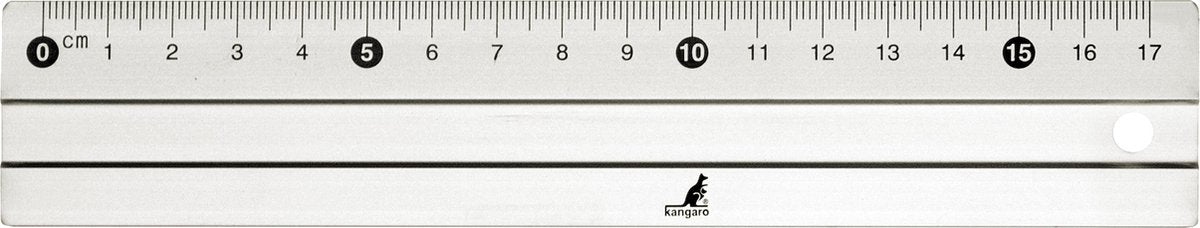Kangaro liniaal - 17cm - aluminium - met rubber inleg