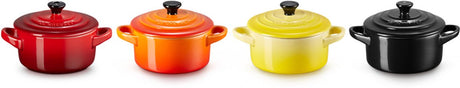 Le creuset aardewerken mini braadpannetjes set van 4 stuk fire flame