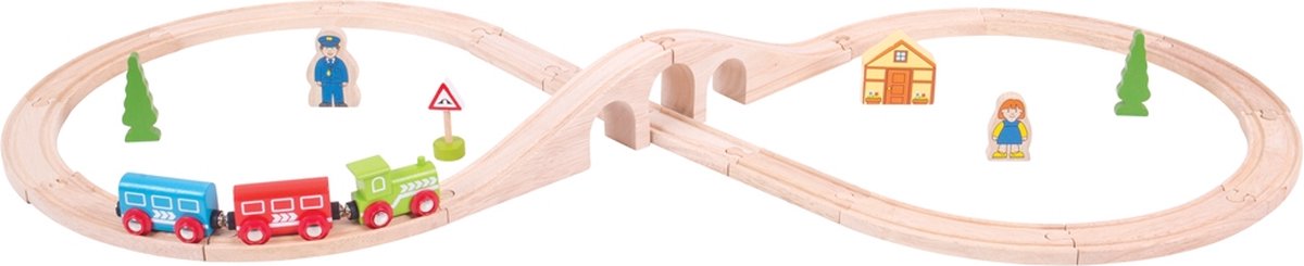Bigjigs hölzernes Eisenbahngleis – 8-förmig – 26-teilig