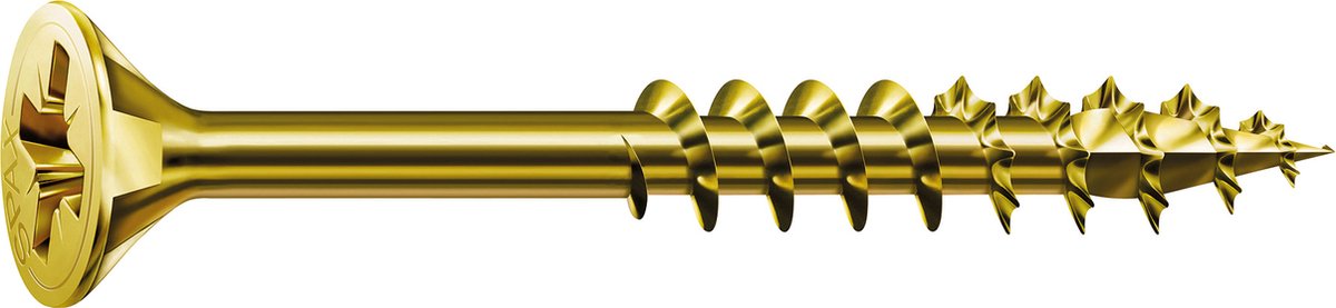 Spax Universalschraube, 4 x 60 mm, 180 Stück, Teilgewinde, Senkkopf, Kreuzschlitz Z2, 4cut, Yellox - 8000000287435