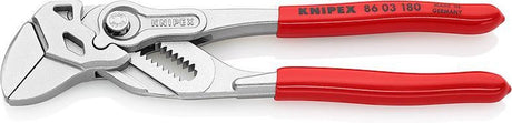 Knipex Schraubenschlüsselzange | 180mm Länge | Zange und Schraubenschlüssel in einem | kunststoffbeschichtet | verchromt - 86 03 180 sb