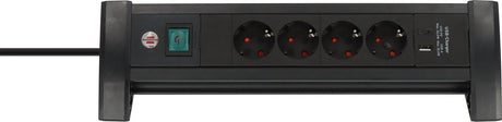 Brennerstuhl Premium Office-Line Steckdosenleiste mit 4 Steckerleisten mit USB C PD 30W und USB A 18W (Made in Germany, Verteilerkasten mit 1,8m Kabel und Schalter, Steckdosenleiste ideal für den Schreibtisch)