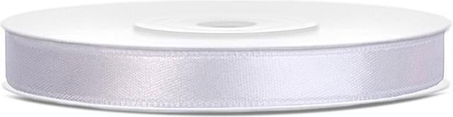Partydeco satijn lint, wit 6 mm breed, 25 meter
