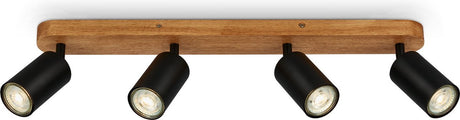Briloner - vintage opbouwspot - industrial - 4xgu10 fitting - 9w - zwart hout - 55cm