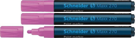 Schneider schrijfwaren schneider lakmarker - maxx 270 - lijnbreedte 1-3 mm - roze - 3 stuks - verfstift - s-127009-3