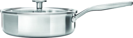 Mehrschichtige Bratpfanne aus Edelstahl von Kitchenaid – ø 24 cm, 3,1 l – mit Glasdeckel – Induktion – PFAS-frei