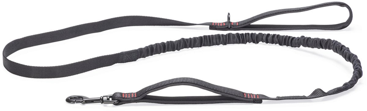 Beeztees parinca premium elastische looplijn - hondenriem - nylon - zwart - 180 cm x 20 mm