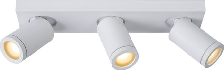Lucide taylor - plafondspot (plafondlamp) badkamer - led dim to warm - gu10 (mr16) - 3x5w 2200k 3000k - ip44 - wit