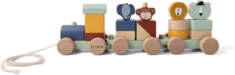 Trixie Holzspielzeug - Tiereisenbahn - mit Bausteinen - Eisenbahnset mit Bausteinen - ab 1,5 Jahren - für Jungen und Mädchen - FSC