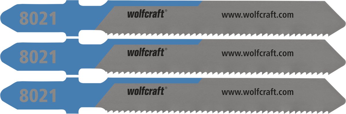 Wolfcraft – 3 Stichsägeblätter für Stahl bis 3 mm – Feinschnitt – HSS mit T-Schaft – ideal für Stahlblech – 8021000