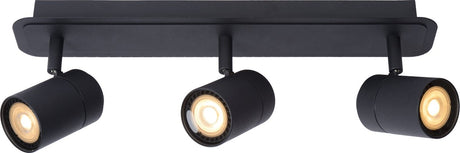 Lucide lennert - plafondspot (plafondlamp) badkamer - led dimbaar - gu10 (mr16) - 3x5w 3000k - ip44 - zwart