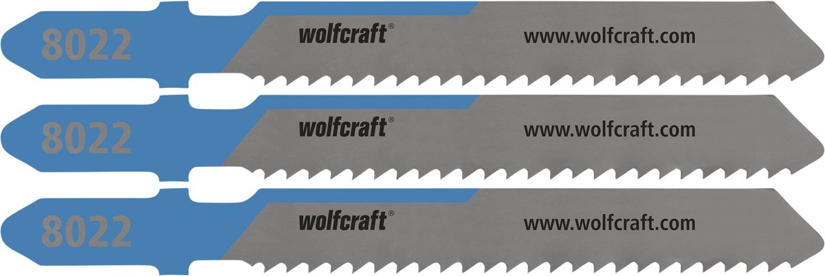Wolfcraft - Stichsägeblätter aus Stahl 6 mm - 3 Stück - Feinschnitt - Stichsägeblatt HSS T-Schaft - 8022000