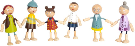 Kleiner Fuß - Holzpuppenhaus Familie biegbar, 6-tlg.