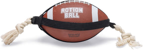 Beeztees Action-Rugbyball mit Seil – Hundespielzeug – Gummi – braun – 21,5 x 21,5 x 15 cm, Einheitsgröße