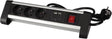 Perel-Steckdosenleiste mit Schalter, 3 Steckdosen mit Erdungsstift (Typ E), 2 USB-Anschlüsse, Kabel 1,4 m, 3G1,5, Innenbereich, Schwarzgrau