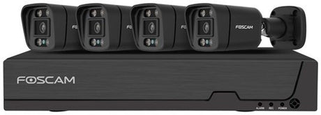 Foscam fna108e-b4-2t-b Kit Sicherheitskamera-Set – 4 Kameras – PoE – 2 TB Speicher – Farb-Nachtsicht 20 m – 8 MP – Schwarz