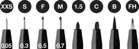 Faber-Castell Zeichenstift – Pitt Artist Pen – Schwarz – 8-teilig XXS, S, F, M, B, C, 1,5, FH – FC-167158
