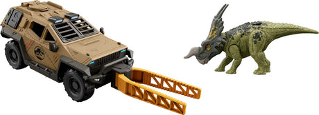 Mattel jurassic world mission mayhem truck set, vrachtwagen, 4 jaar, kunststof, zwart, bruin