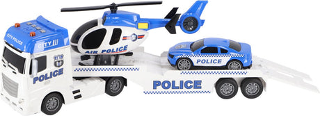 Rapid Wheels Autotransporter Polizei + Auto und Hubschrauber + Licht und Ton