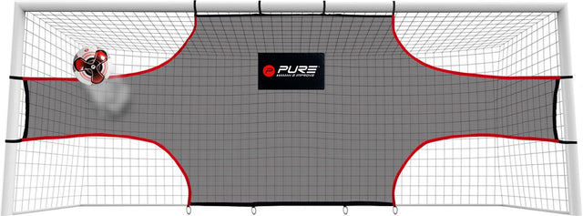 Pure2improve doeltrainer 5×2 m – groot schietnet voor nauwkeurige voetbaltraining (zwart rood, polyester)