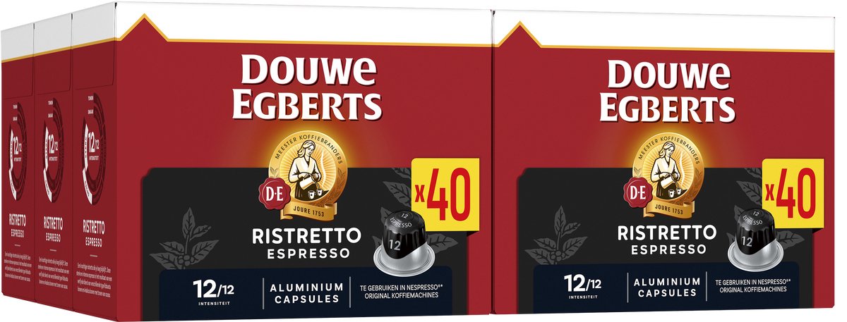 Douwe Egberts Espresso-Ristretto-Kaffeetassen – Intensität 12 12 – 5 x 40 Kapseln