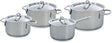 BK Profiline Pfannenset 4-teilig – 16 x 18 x 20 cm – ohne PFAS-freie Antihaftbeschichtung – Induktionspfannenset – Kochpfanne aus Edelstahl – ofenfest bis 160 °C – mit Deckel – silberfarben