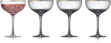 Lyngby glas palermo gold cocktail glazen - 315 ml - set van 4 - drink- en coctail glazen