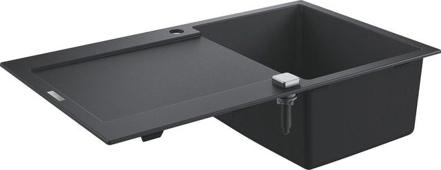 Grohe k500 Verbundspüle mit Abtropffläche – 86 cm – eingebaut – mit Überlauf und automatischem Abfluss – Granitschwarz