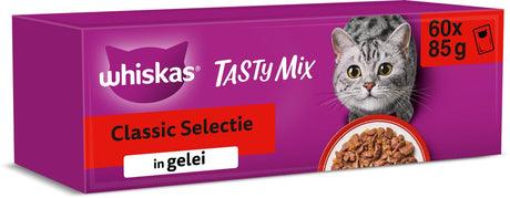 Whiskas Katzenfutter – Erwachsene ab 1 Jahr – klassische Auswahl in Gelee – 60 x 85 g