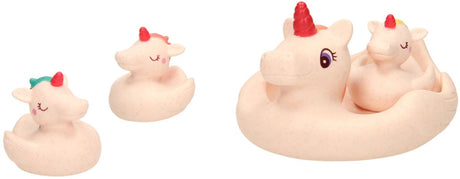 Lobbes Einhorn-Familien-Badespielzeug-Set – rosa Kunststoff – 4-teilig – schwimmend.